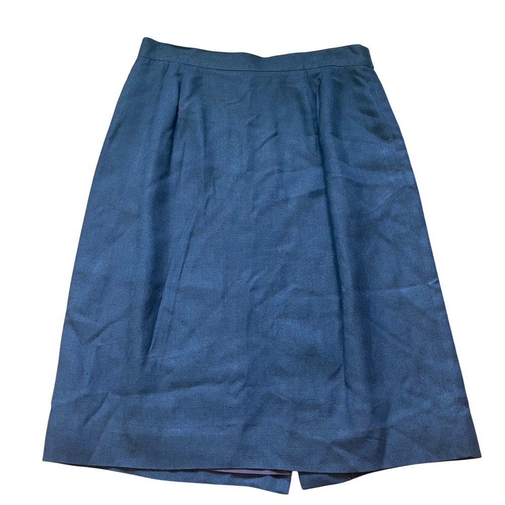 Vintage Talbots‎ Pencil Skirt Womens Navy Blue Linen Blend Italian Fabric 12